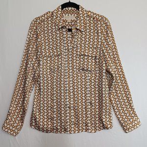 Michael Kors Blouse Chain Link Print Equestrian Womens Medium
